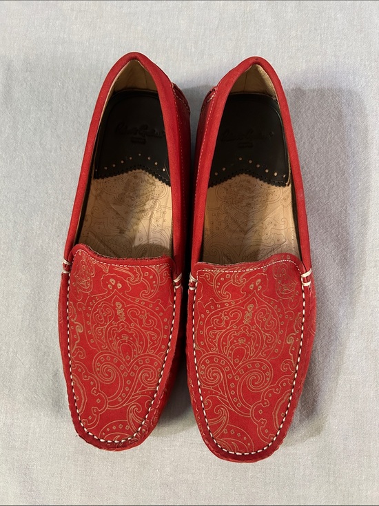 Robert Graham Other - Robert Graham Men's Soprano Red Suede Slip-On Driving Loafers w Gold  Paisley